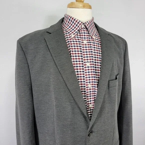 Chaps Men's Sport Coat Blazer Two‎ Button Charcoal Gray Polyester Blend Sz 48L